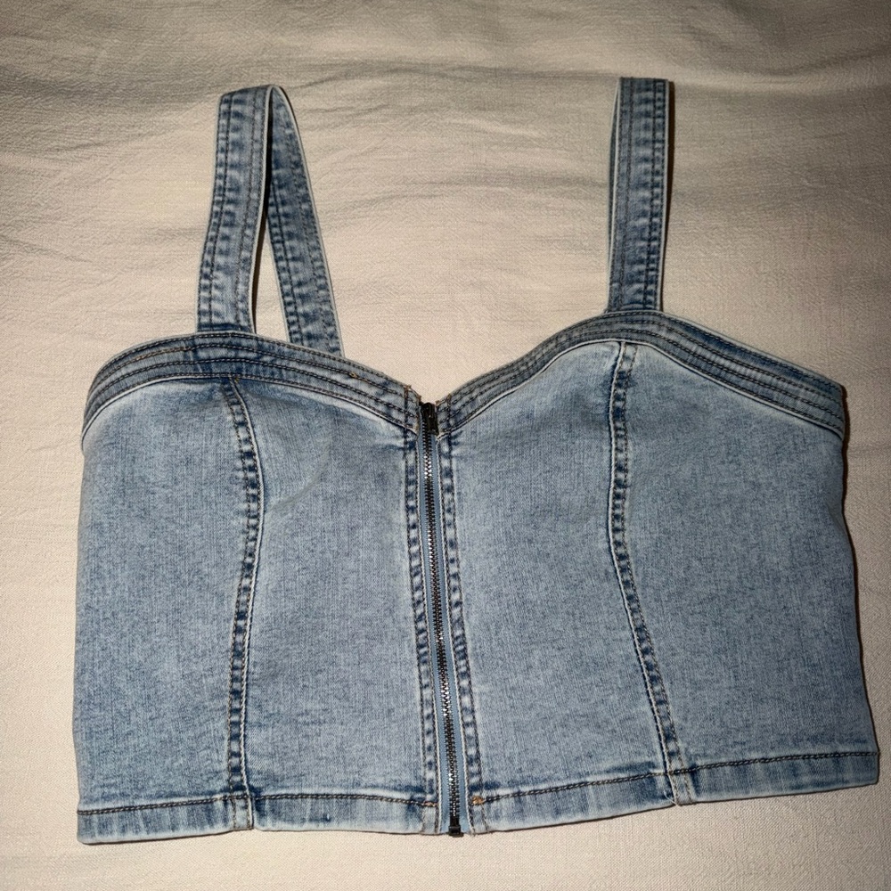 Wild Fable Light Blue Denim Crop Top